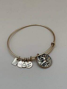 Alex and Ani Gold Tone Charm Bangle with Track and Field charm